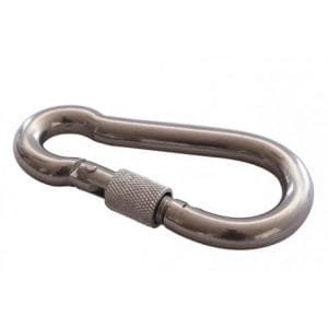 Stainless Steel 80mm screw locking carabiner.